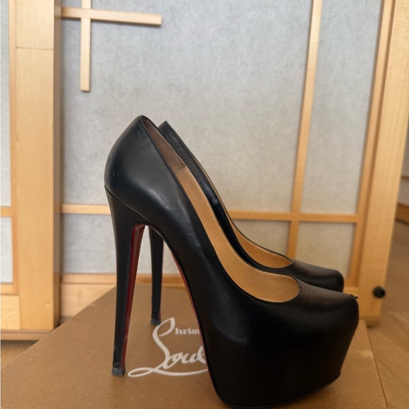Christian Louboutin Black and Red Platform Heels - Picture 1 of 5